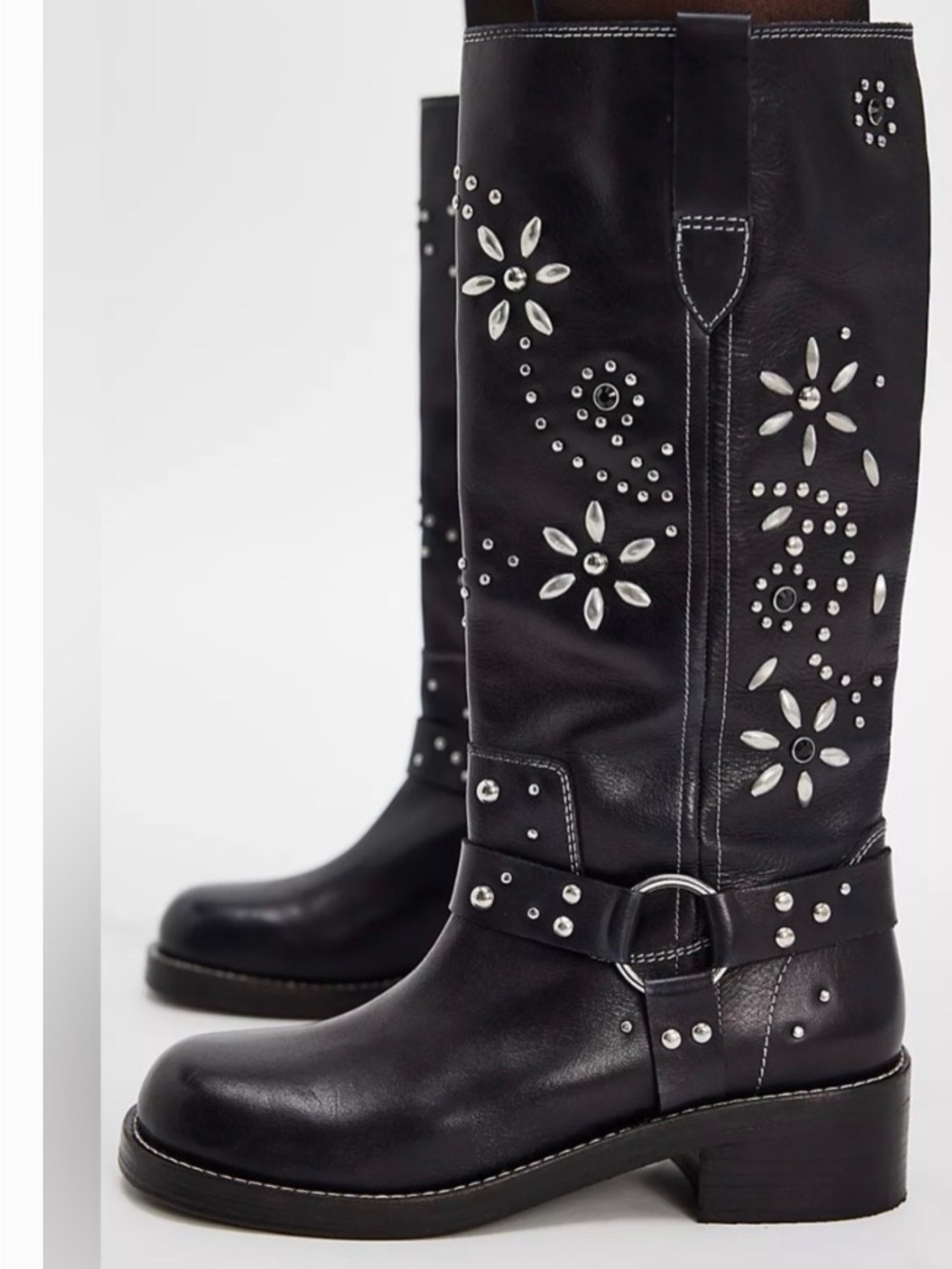 Free People Blaze Leather Embellished Boots Size 7.5 New in the Box